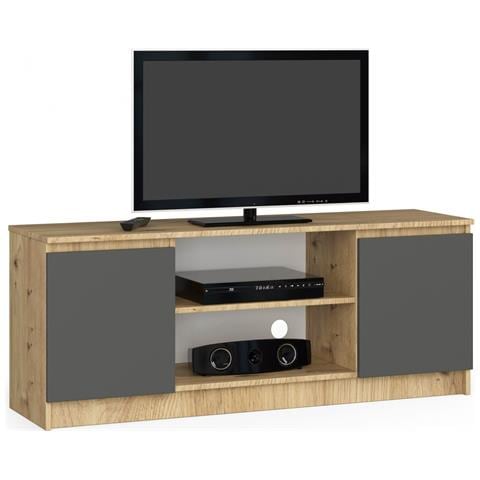 Mobiletto TV, 2 ante, 140x40x55 cm, Colore Quarcia Artisan e Grigia Grafite - Foto 1