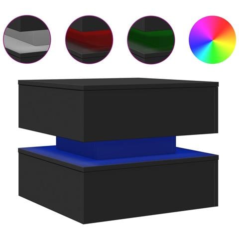 Tavolino Da Salotto Con Luci Led Nero 50x50x40 Cm - Foto 2