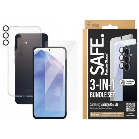 Safe. By 3-in-1 Samsung New A54 5g Pellicola Proteggischermo Trasparente 1 Pz - Foto 3
