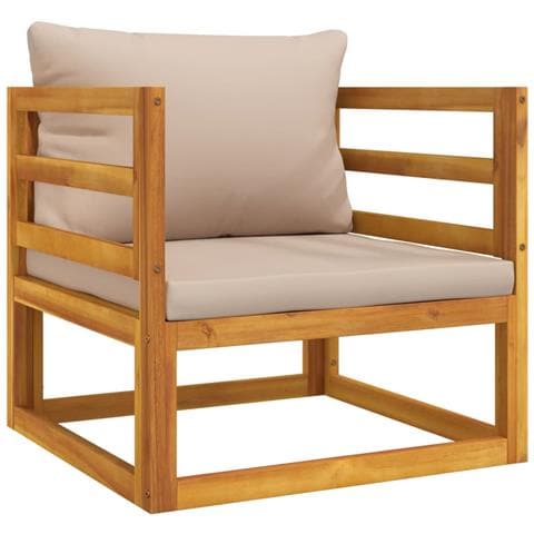 Poltrona Da Giardino Con Cuscini Tortora Legno Massello Acacia - Foto 1