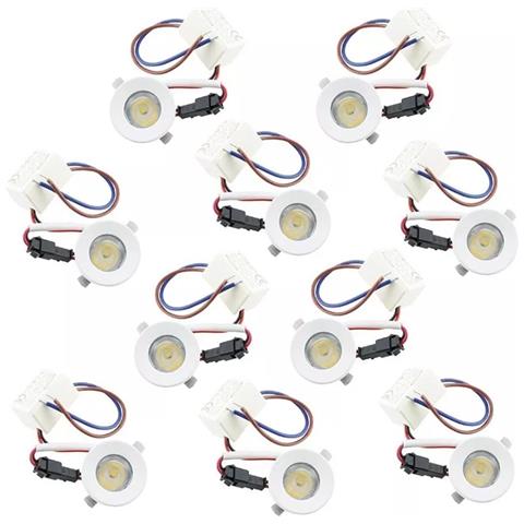 Kit 10 Faretti A Incasso Faretto Led Luce Calda 3000 1 W Bordo Bianco P31 - Foto 1