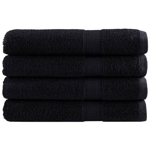 Asciugamani SOLUND 4 pz Neri 100x200 cm 600 g /m² - Foto 1