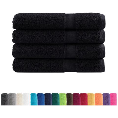 Asciugamani SOLUND 4 pz Neri 100x200 cm 600 g /m² - Foto 2
