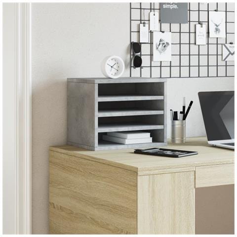 Organizer Scrivania Grigio Cemento 36x26x29,5 Legno Multistrato - Foto 3