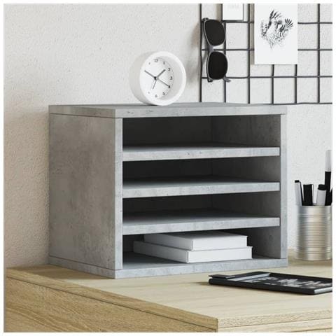 Organizer Scrivania Grigio Cemento 36x26x29,5 Legno Multistrato - Foto 1