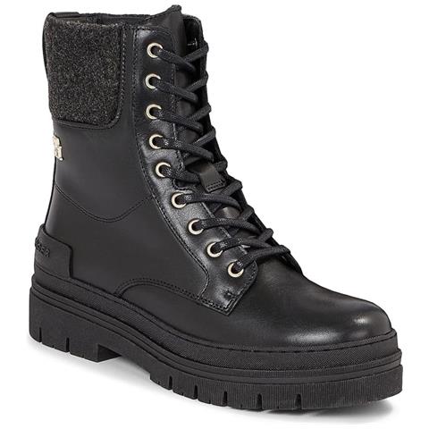 Feminine Felt Lace Up Bootie Stivaletti Pelle Scarpe Donna Nero Eu 37, Fw0fw07500 Bds - Foto 1