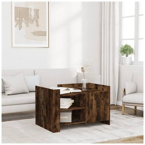 Tavolino Da Salotto Rovere Fumo 80x50x50cm In Legno Multistrato - Foto 1