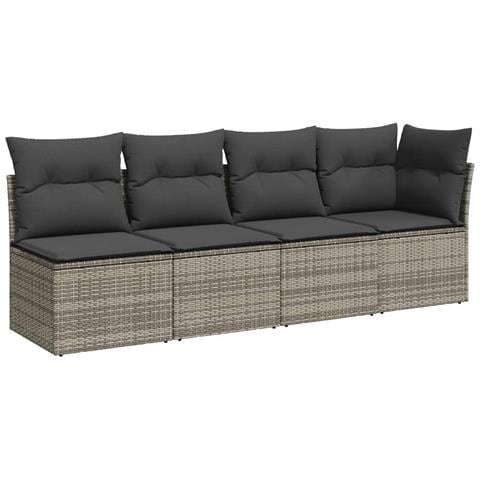 Set Divani Da Giardino 11 Pz Con Cuscini In Polyrattan Grigio - Foto 3