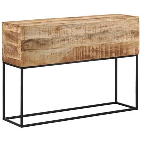 Tavolo Consolle 110x30x75cm Legno Massello Mango Grezzo E Ferro - Foto 1