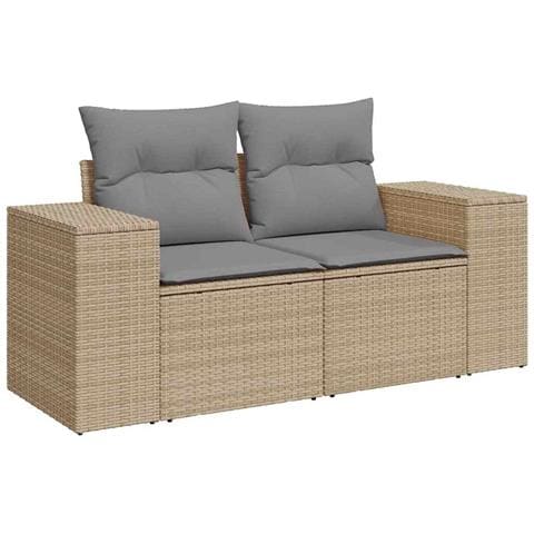 Set Divani Da Giardino 7 Pz Con Cuscini Beige In Polyrattan - Foto 3