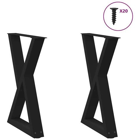 Gambe Per Tavolo Da Pranzo 2 Pz Nero 50x(72-73,3) Cm In Acciaio - Foto 1