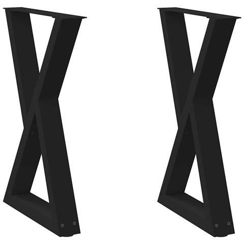 Gambe Per Tavolo Da Pranzo 2 Pz Nero 50x(72-73,3) Cm In Acciaio - Foto 2