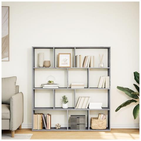 Libreria Grigio Sonoma 132x29x141,5 Cm In Legno Multistrato - Foto 3