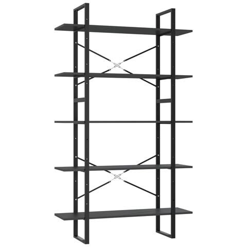 Lusso Casadino - Libreria A 5 Ripiani Grigia 100x30x175 Cm In Legno Multistrato - Foto 1