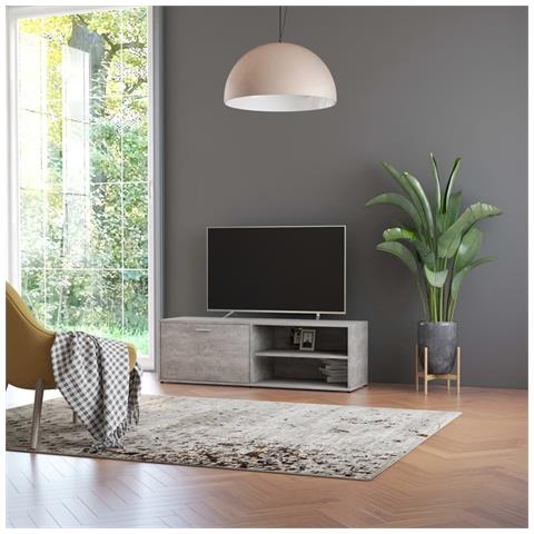 Mobile Porta Tv Grigio Cemento 120x34x37cm In Legno Multistrato - Foto 8