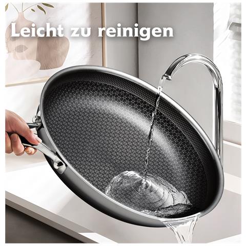 Padella Antiaderente Moritz & Moritz 28 Cm - Struttura A Nido D’ape, Acciaio Inox, Per Tutti I Piani Cottura