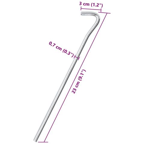 Picchetti per Tenda 25 pz 23 cm Ø7 mm in Acciaio Zincato - Foto 5