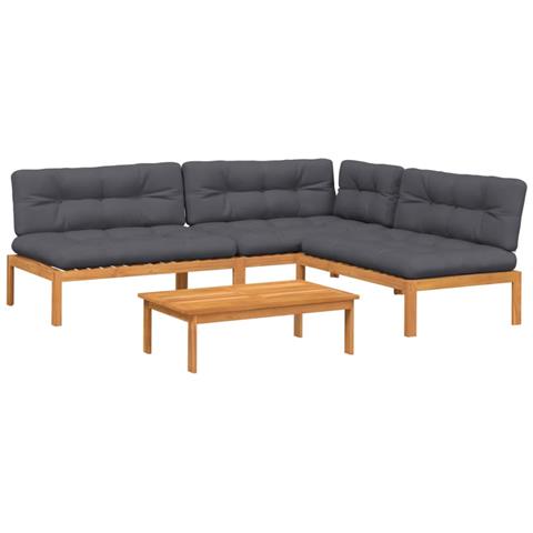 Set Divani Pallet Giardino 4pz Cuscini Legno Massello Acacia - Foto 1