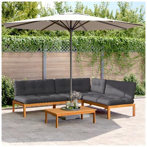 Set Divani Pallet Giardino 4pz Cuscini Legno Massello Acacia - Foto 2