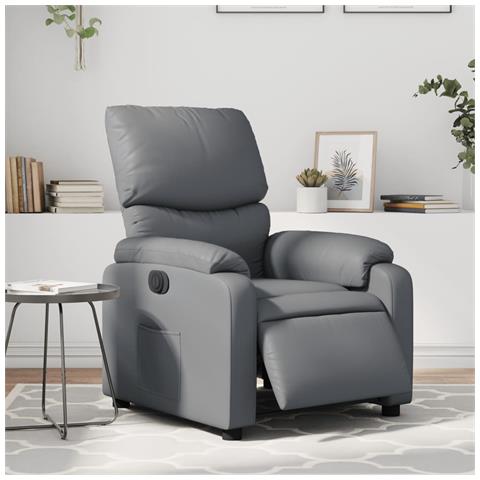 Poltrona Reclinabile Elettrica Grigia in Similpelle - Foto 2