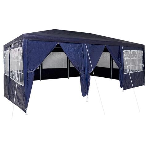 Tenda da festa con 10 pannelli laterali blu 6x4 m in PE - Foto 1