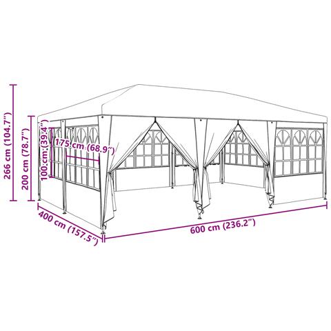 Tenda da festa con 10 pannelli laterali blu 6x4 m in PE - Foto 9