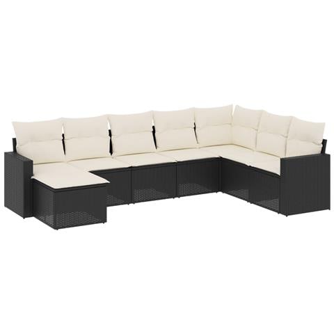 Set Divani da Giardino con Cuscini 8 pz Nero in Polyrattan - Foto 1