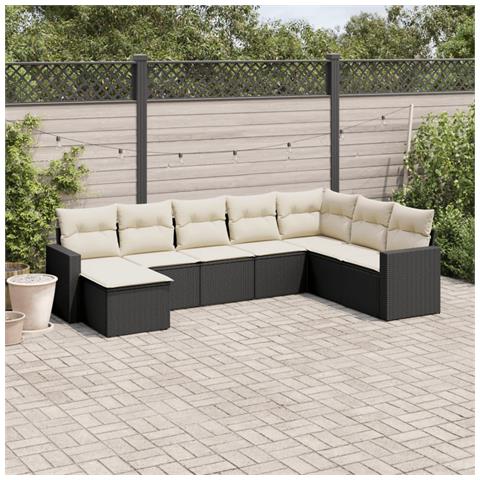 Set Divani da Giardino con Cuscini 8 pz Nero in Polyrattan - Foto 2