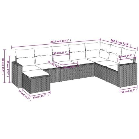 Set Divani da Giardino con Cuscini 8 pz Nero in Polyrattan - Foto 3