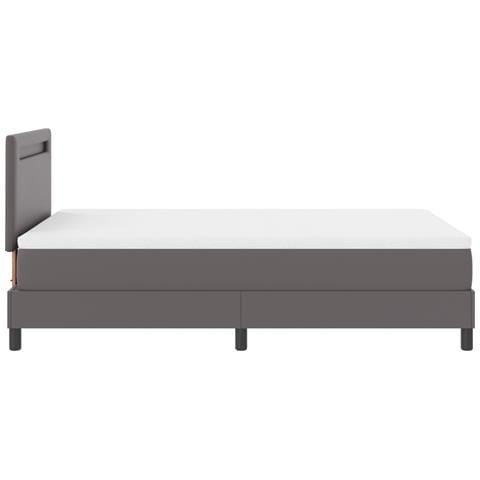 Letto a Box Spring con Materasso Grigio Matrimoniale in Faux Pelle, Testiera Design Semplice Grigia 100 cm in Faux Pelle - Foto 9