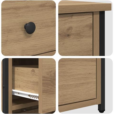 Comodino Rovere Artigianale Legno ingegnerizzato Compatto - Foto 9