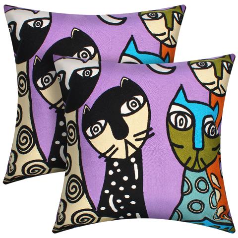 Set Di 2 Copricuscini 45x45 Cm Ricamati Art Melodia - Foto 5