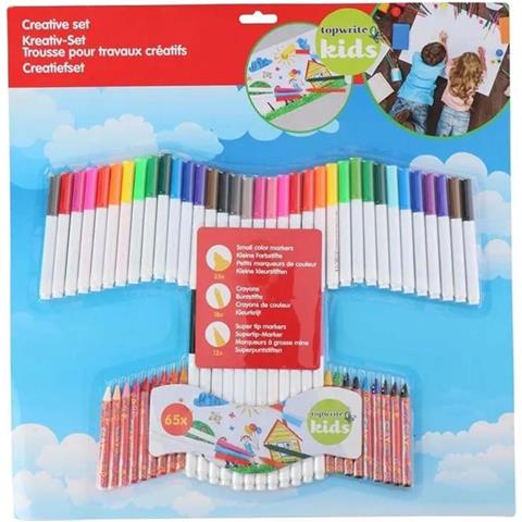 Kit Creativo 65 Pezzi Con Pennarelli / Matite Colorate Assortite, Multicolore - Foto 5