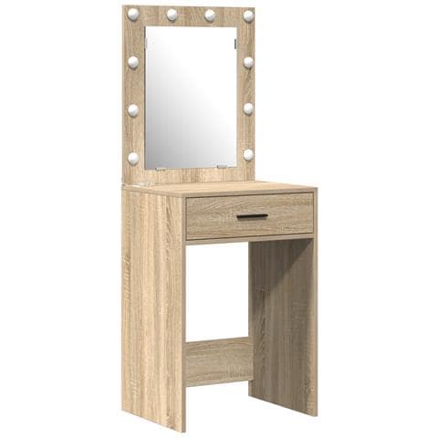 Set da Toeletta di 3 Pezzi vitaXL con LED in Legno Ingegnerizzato Rovere Sonoma - Foto 1