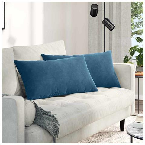 Cuscini da Divano 2 pcs Blu 80 x 40 cm Tessuto in Cords - Foto 2