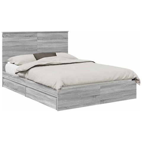 Letto con Contenitore con testiera Grigio Sonoma 140 x 200 cm - Foto 1