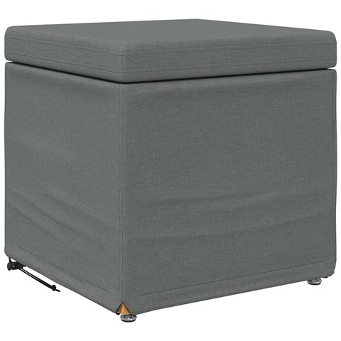 Pouf Grigio scuro Tessuto e Legno Ingegnerizzato - Foto 1