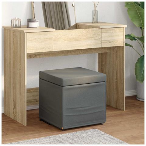Pouf Grigio scuro Tessuto e Legno Ingegnerizzato - Foto 2