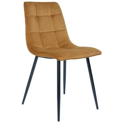 Set 2 Sedie Da Pranzo Middelfart In Velluto Giallo Senape Con Gambe Nere - Foto 1