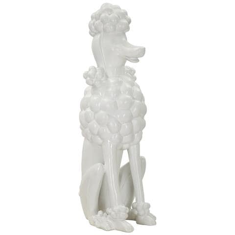 Scultura Barboncino Grande In Resina Bianca Lucida - Foto 1