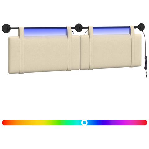 Testiera sospesa Con luce LED Crema Tessuto - Foto 1