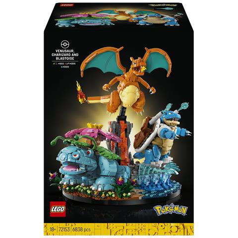 Pokémon 72153 Venusaur, Charizard e Blastoise, Kit di Modellismo 3D per Adulti con 3 Action Figure, Regalo da Collezione - Foto 1