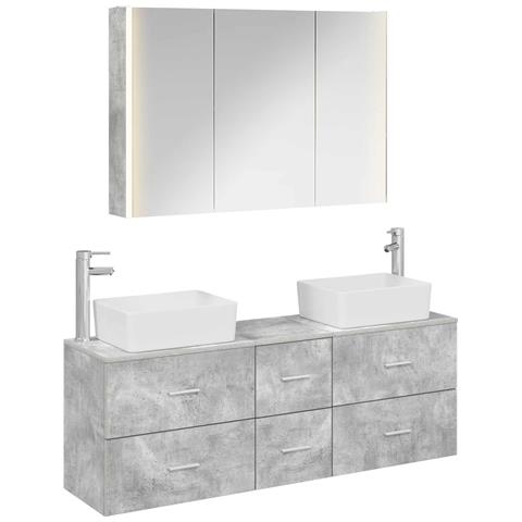 Set di mobili per il bagno 4 pcs Grigio Cemento - Foto 1