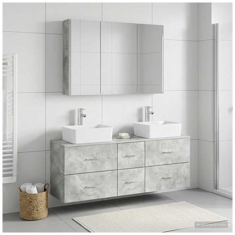 Set di mobili per il bagno 4 pcs Grigio Cemento - Foto 2