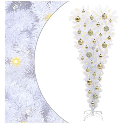 Albero di Natale artificiale Bianco 120 cm PVC e Acciaio - Foto 1