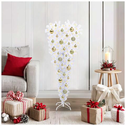Albero di Natale artificiale Bianco 120 cm PVC e Acciaio - Foto 2
