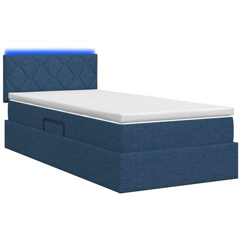 Letto con contenitore LED e materasso Blu 100 x 200 cm Tessuto - Foto 9