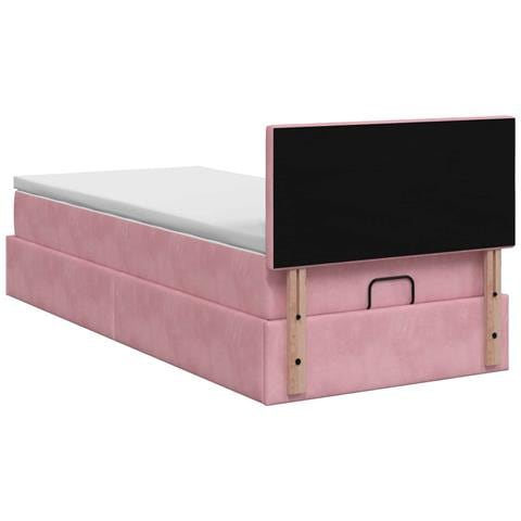Letto ottomano con materasso Rosa 80 x 200 cm Velluto - Foto 9