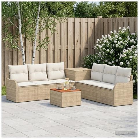 Set di divani 8 pz Beige e Bianco Crema - Foto 2