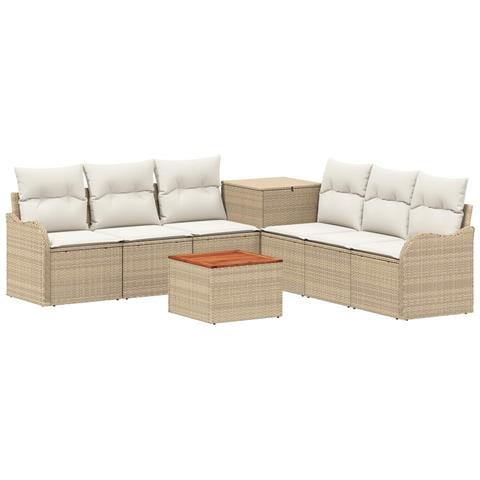 Set di divani 8 pz Beige e Bianco Crema - Foto 1